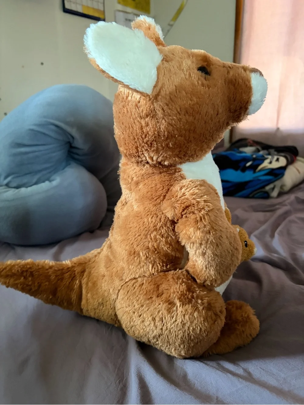 Plush Kangaroo with Joey Stuffed Animal - Brown and Cream